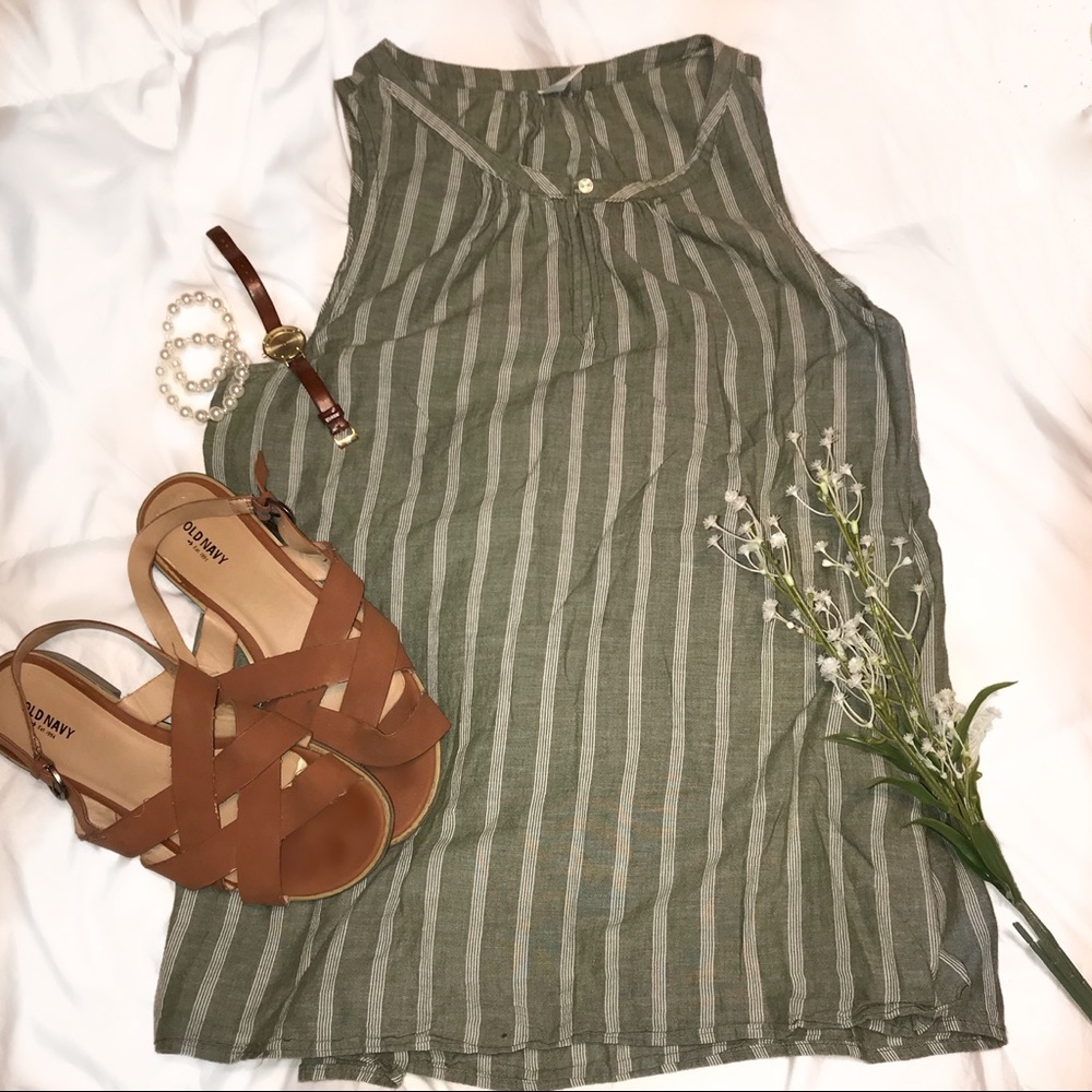 olive striped tank